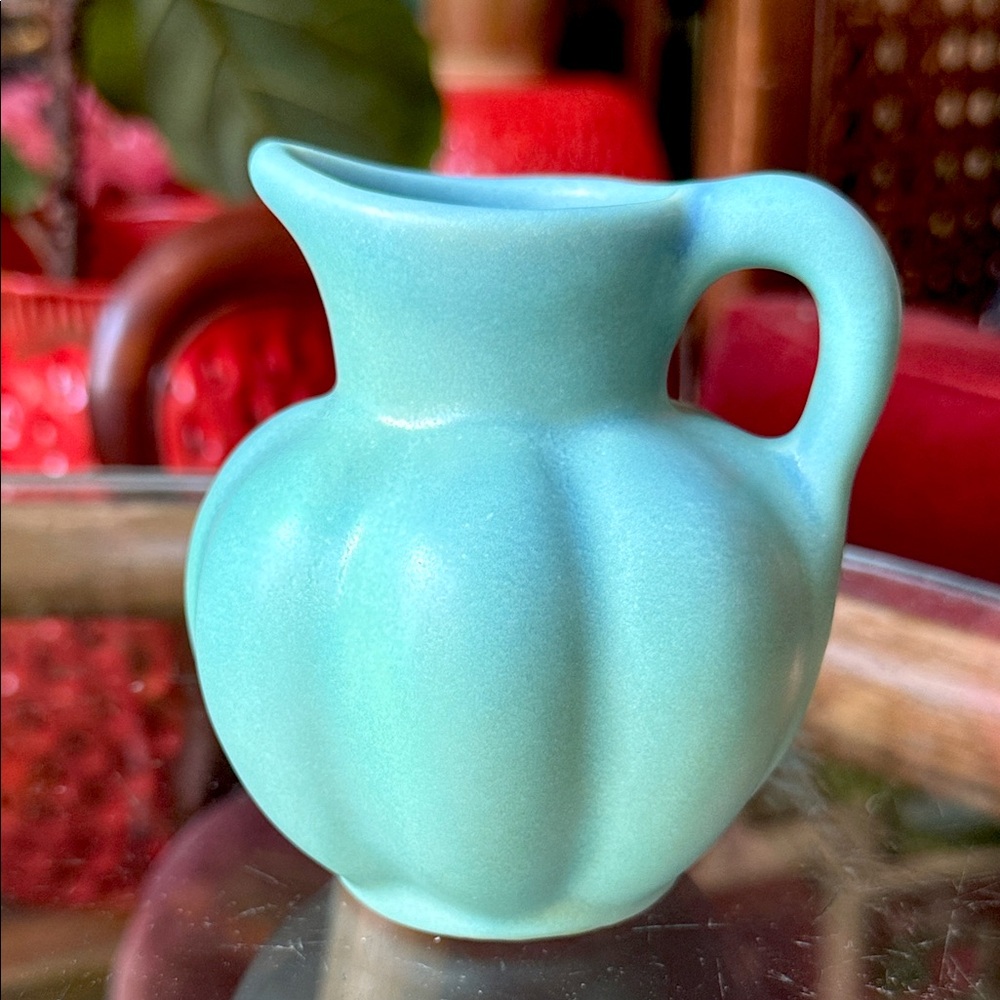 Van Briggle antique ribbed ceramic bud vase/pitcher
